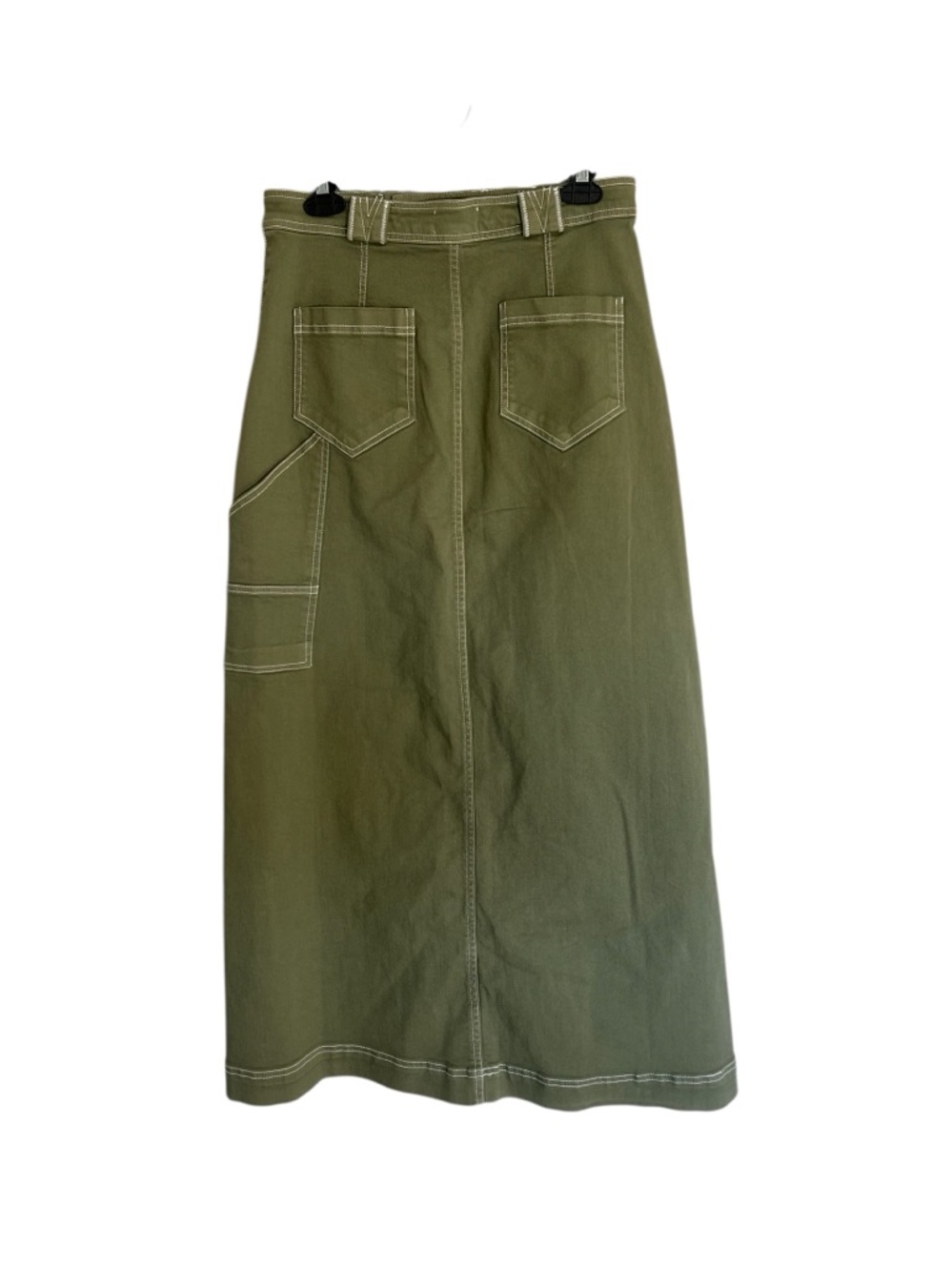 NWT Anthropologie Pilcro Carpenter Maxi skirt moss green utility cargo sz 6 - Picture 3 of 14